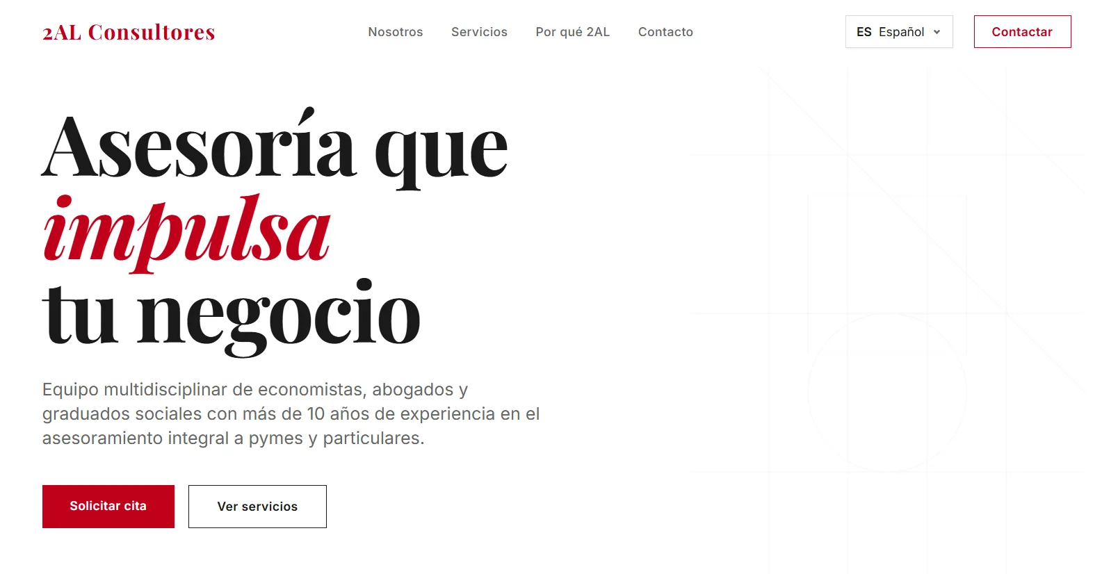 Captura de la web de 2AL Consultores
